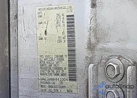 2011 Nissan Altima 2.5 S from USA, damaged, VIN 1N4AL2APXBN441004